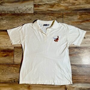 White Polo Shirt with Embroidered Tiger
